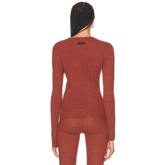 Fear of God ESSENTIALS Waffle Fitted Long Sleeve in Crimson X-Small New Womens - Picture 10 of 12